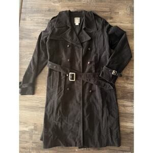 Ralph Lauren Black Double-Breasted Trench Coat with Belt (Size Large)